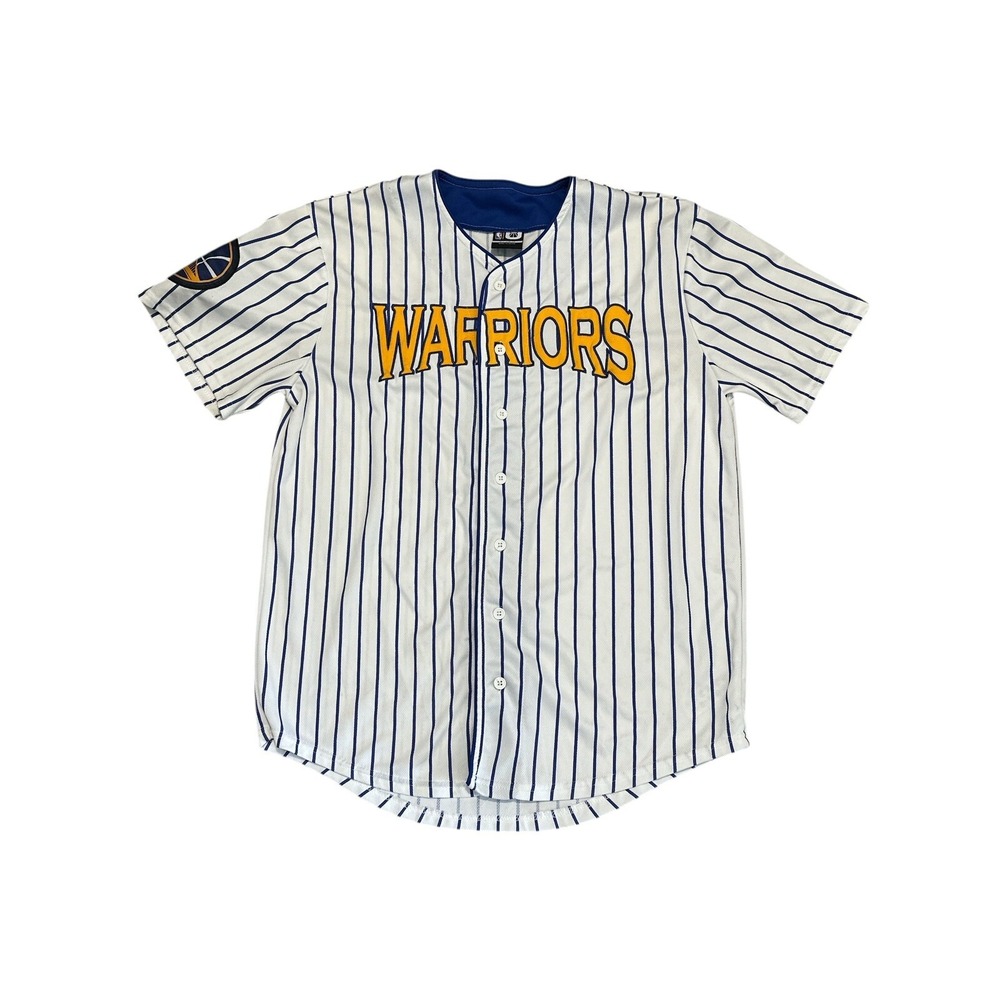 NBA Golden State Warriors #46 Embroidered White Jersey Blue Pinstripes Size XL